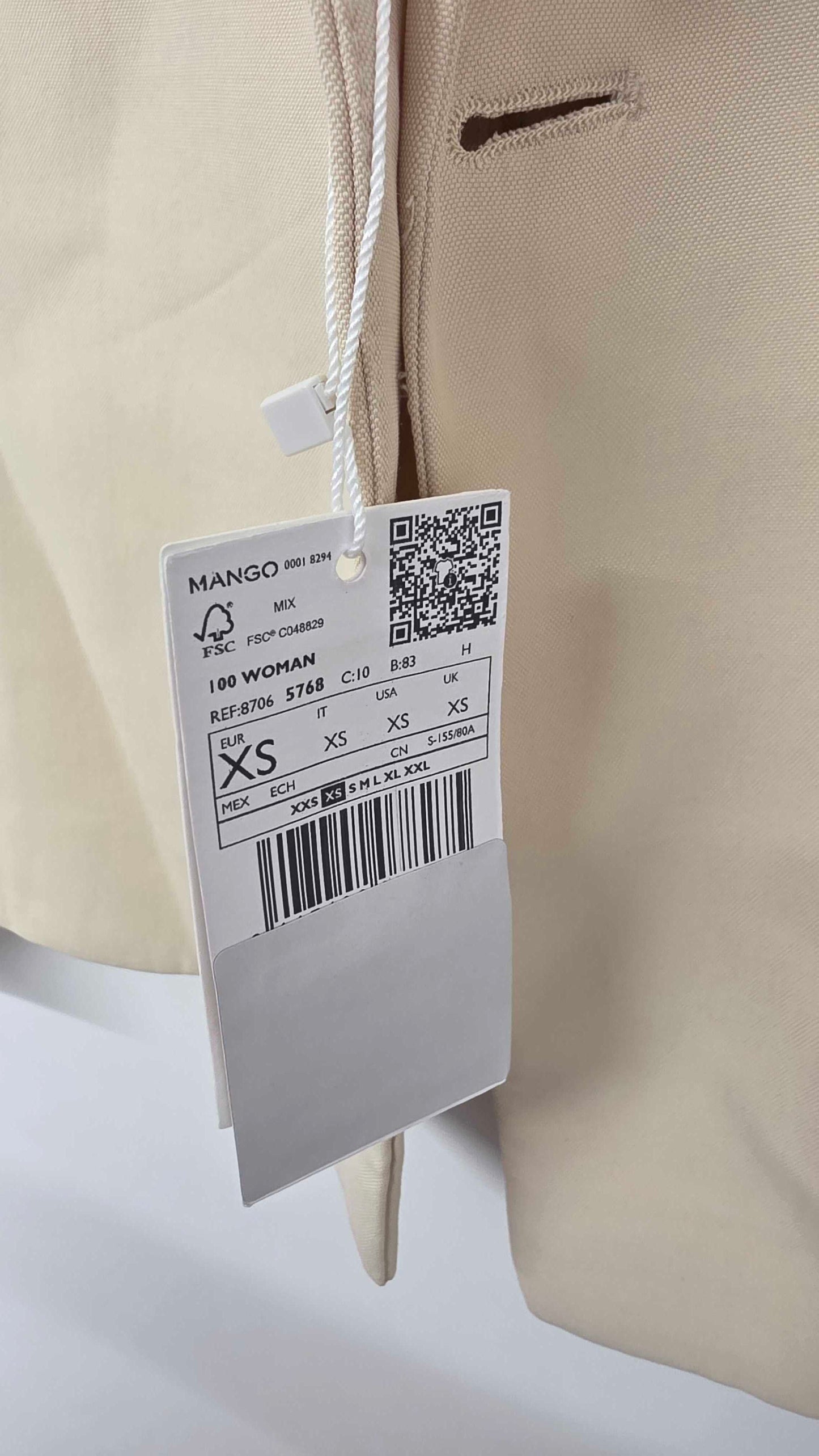 Mango - Double-breasted Suit Jacket - White Size: Xs
