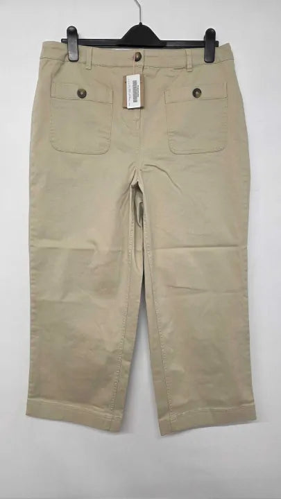 Boden - Beige Patch Pocket Crop Chino Trousers - Beige Size: Uk 14