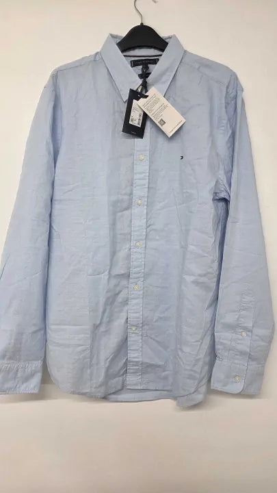 Tommy Hilfiger - Blue Dobby Structure Shirt - Blue Size: L