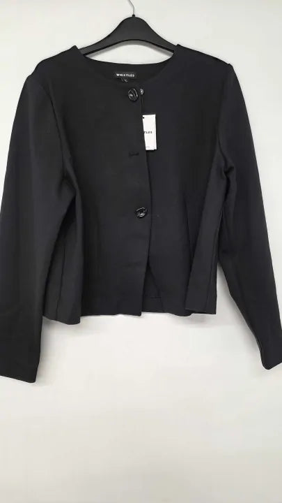 Whistles - Black Anne Ponte Button Jacket - Black Size: Uk 18