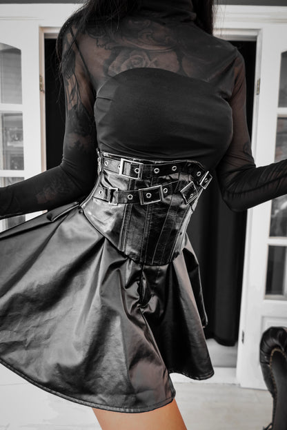 Dark in Lia Punk Love Patent Leather Waist Corset with Metal Accents