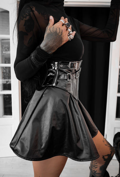 Dark in Lia Punk Love Patent Leather Waist Corset with Metal Accents