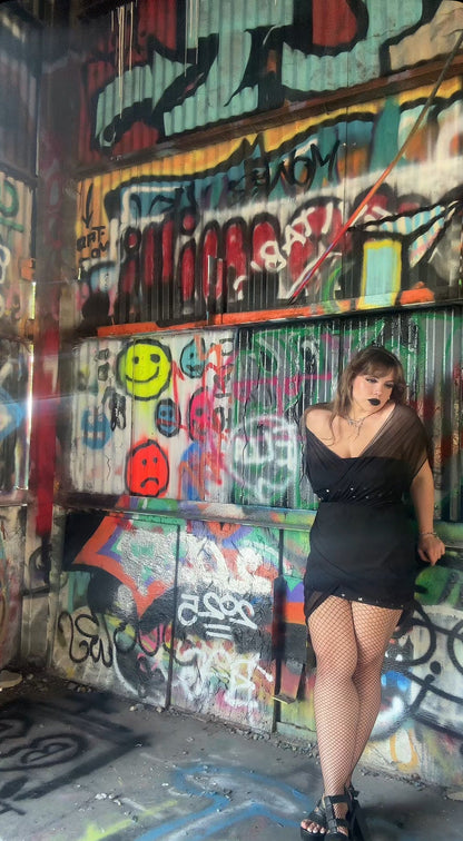 Necessary Evil Venus Wrapped Mesh Mini Dress