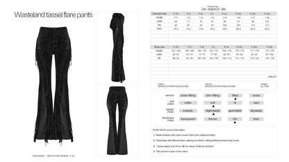 Punk Rave Morrigan Wasteland Tassel Flare Goth Trousers In Black