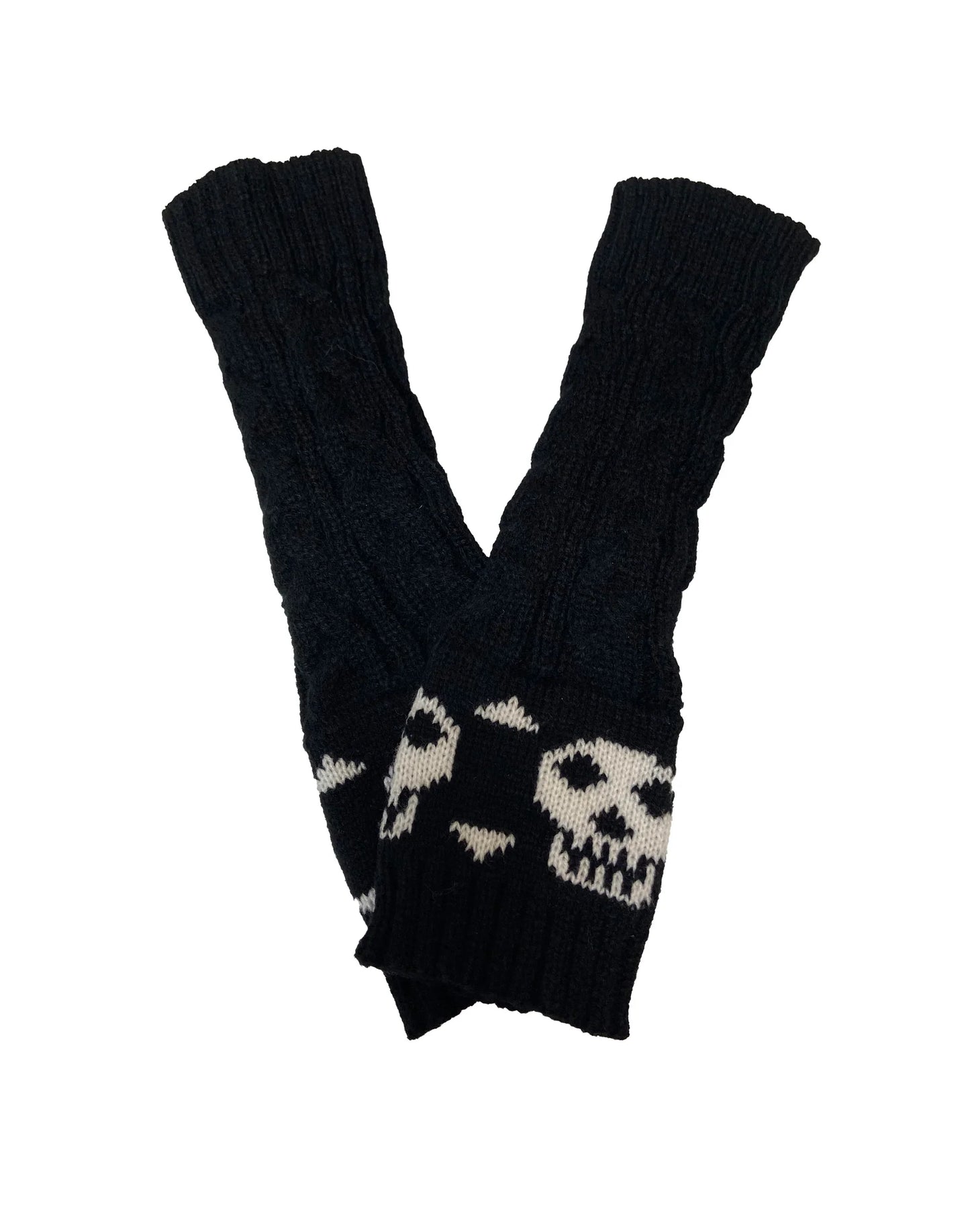 Pamela Mann Knitted Skull And Crossbones Fingerless Gloves