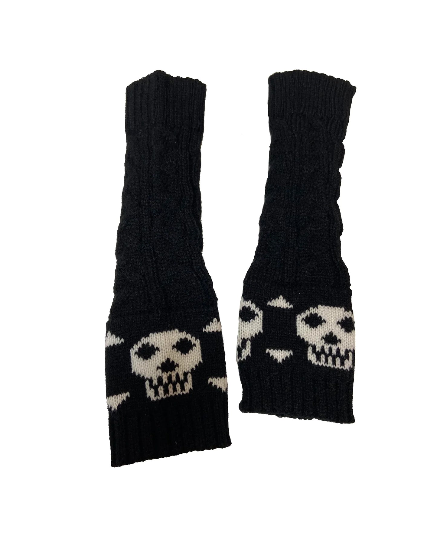 Pamela Mann Knitted Skull And Crossbones Fingerless Gloves