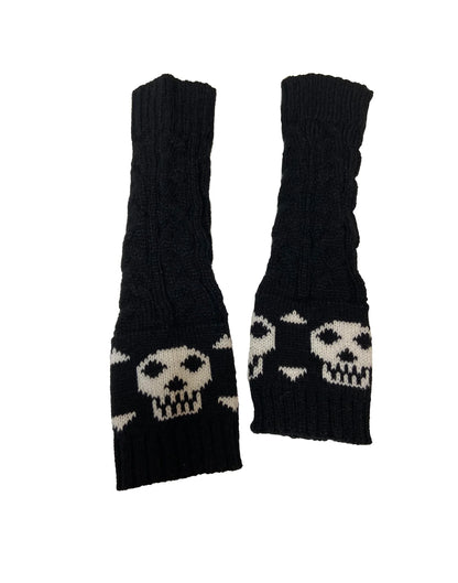 Pamela Mann Knitted Skull And Crossbones Fingerless Gloves
