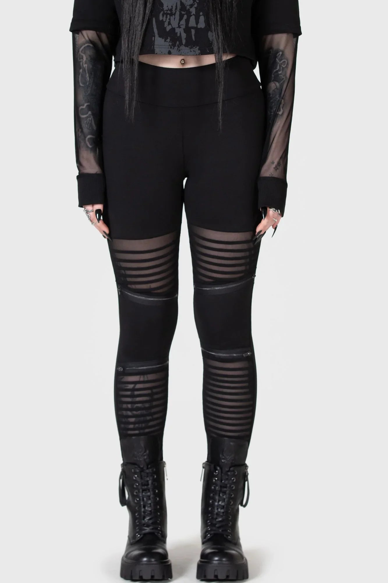 Killstar Clara’s Trap High Waisted Mesh Panel Leggings