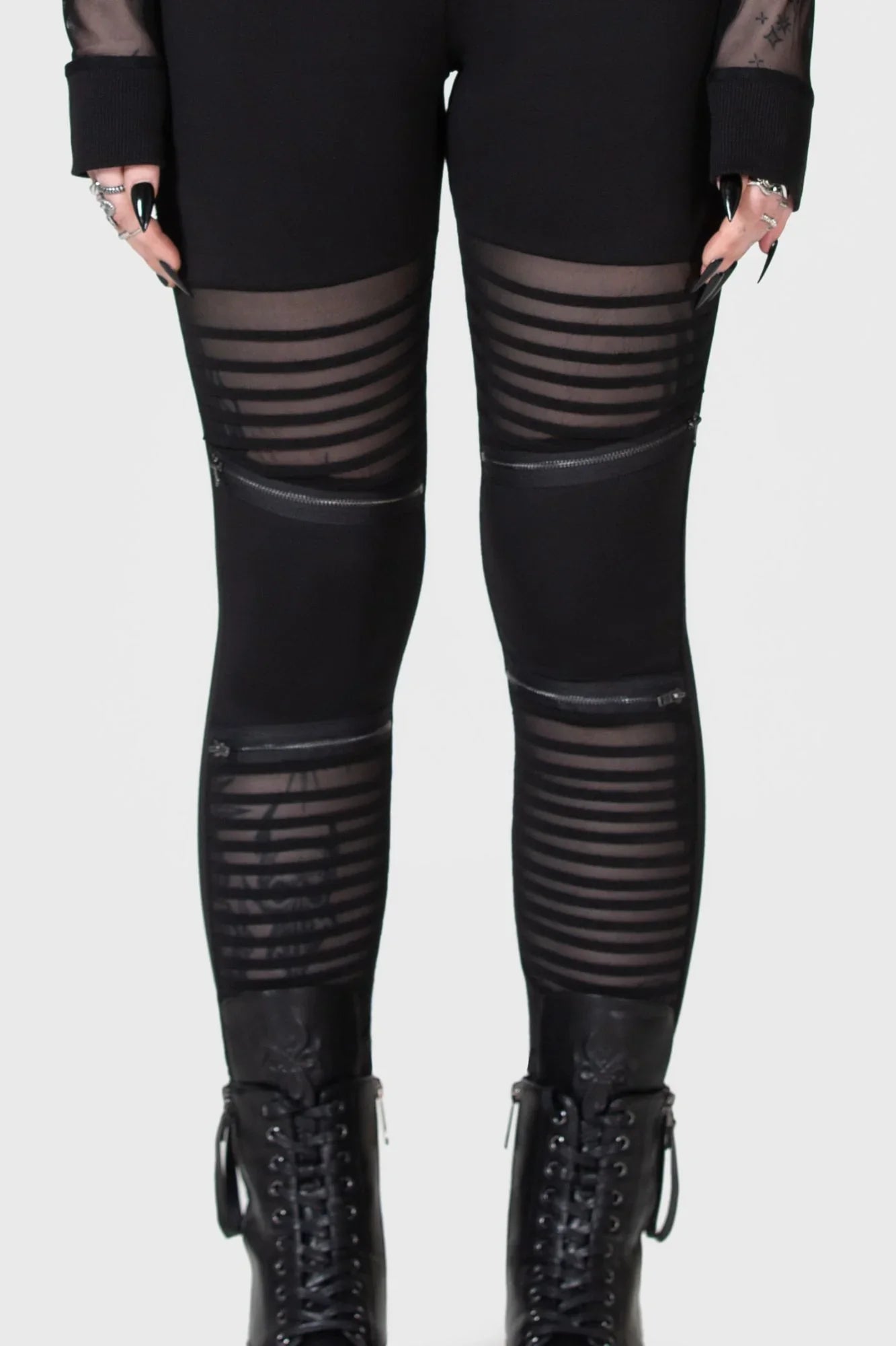Killstar Clara’s Trap High Waisted Mesh Panel Leggings