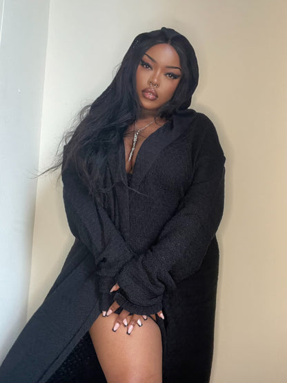 Necessary Evil Athena Long Gothic Hooded Cardigan - Draped Witchy Style