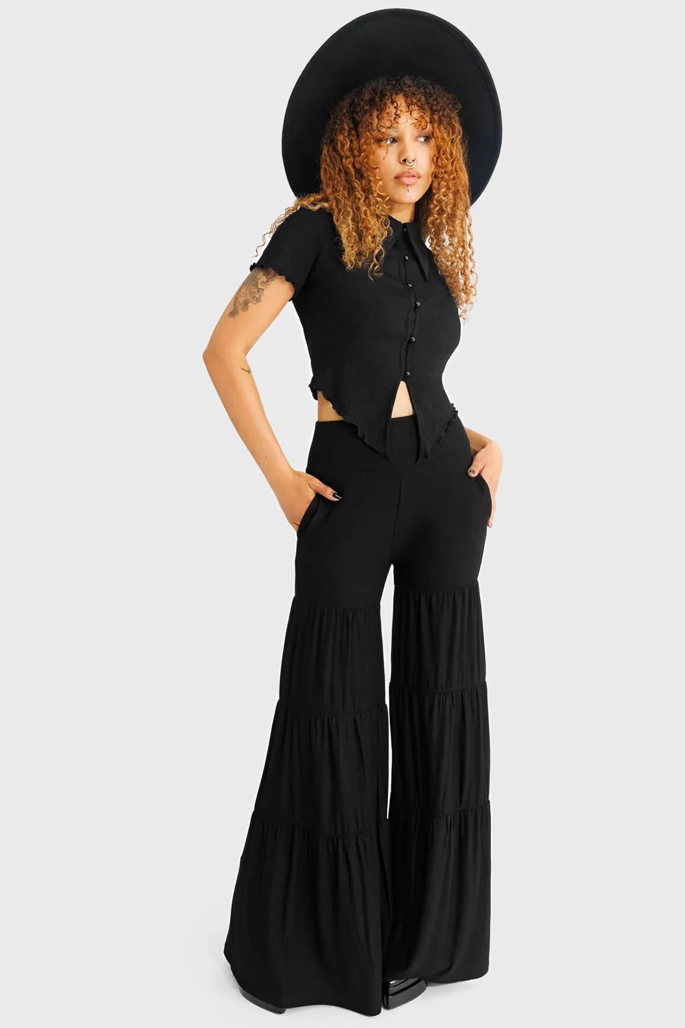 Killstar Maleficum Tiered Wide-Leg Trousers