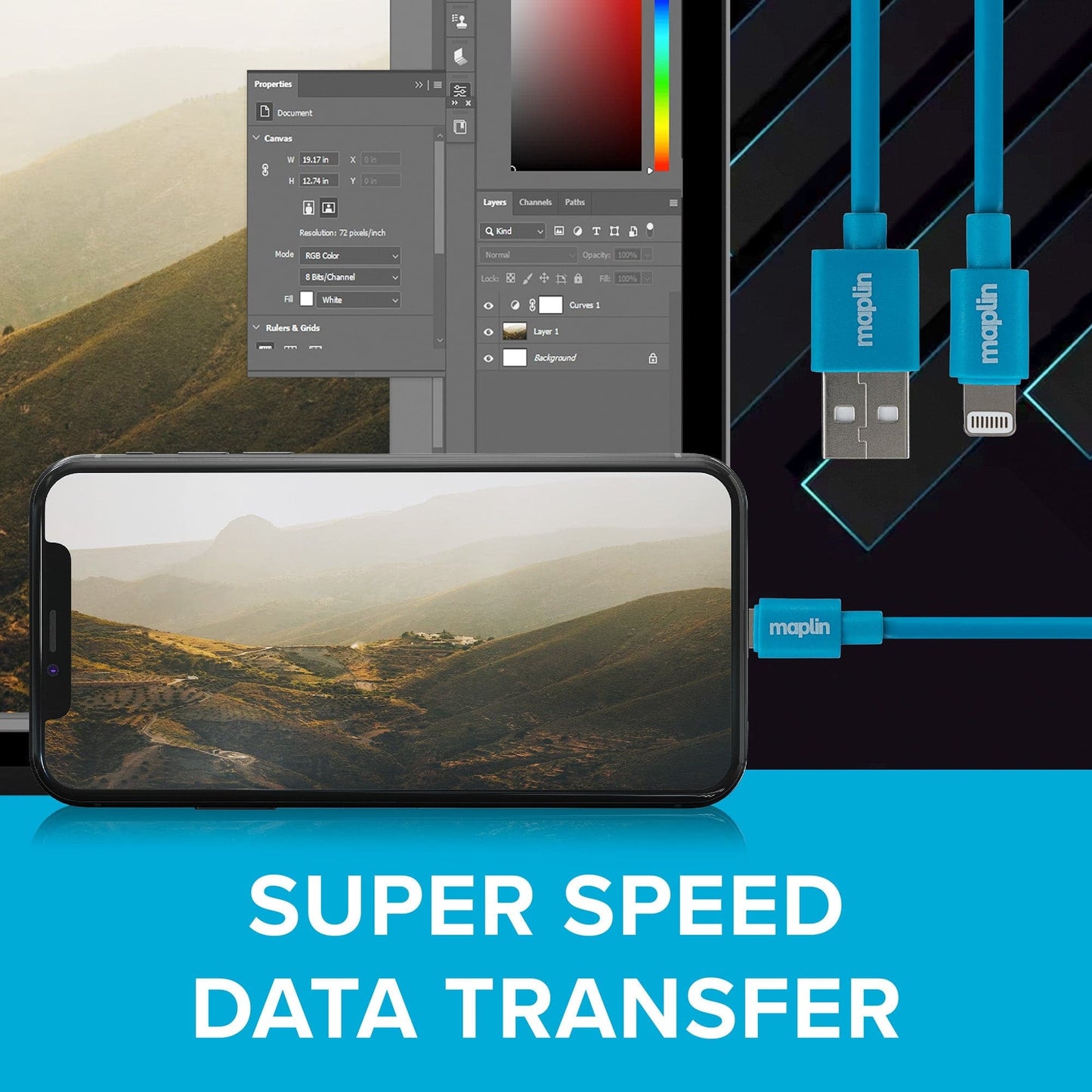 Maplin Premium Lightning to USB-A Cable - 0.75m