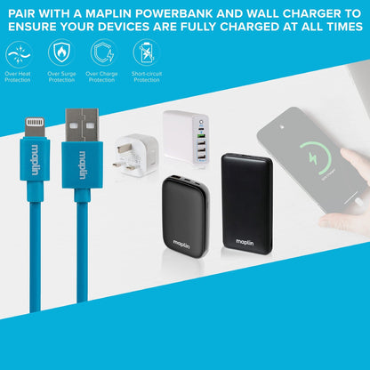 Maplin Premium Lightning to USB-A Cable - 0.75m