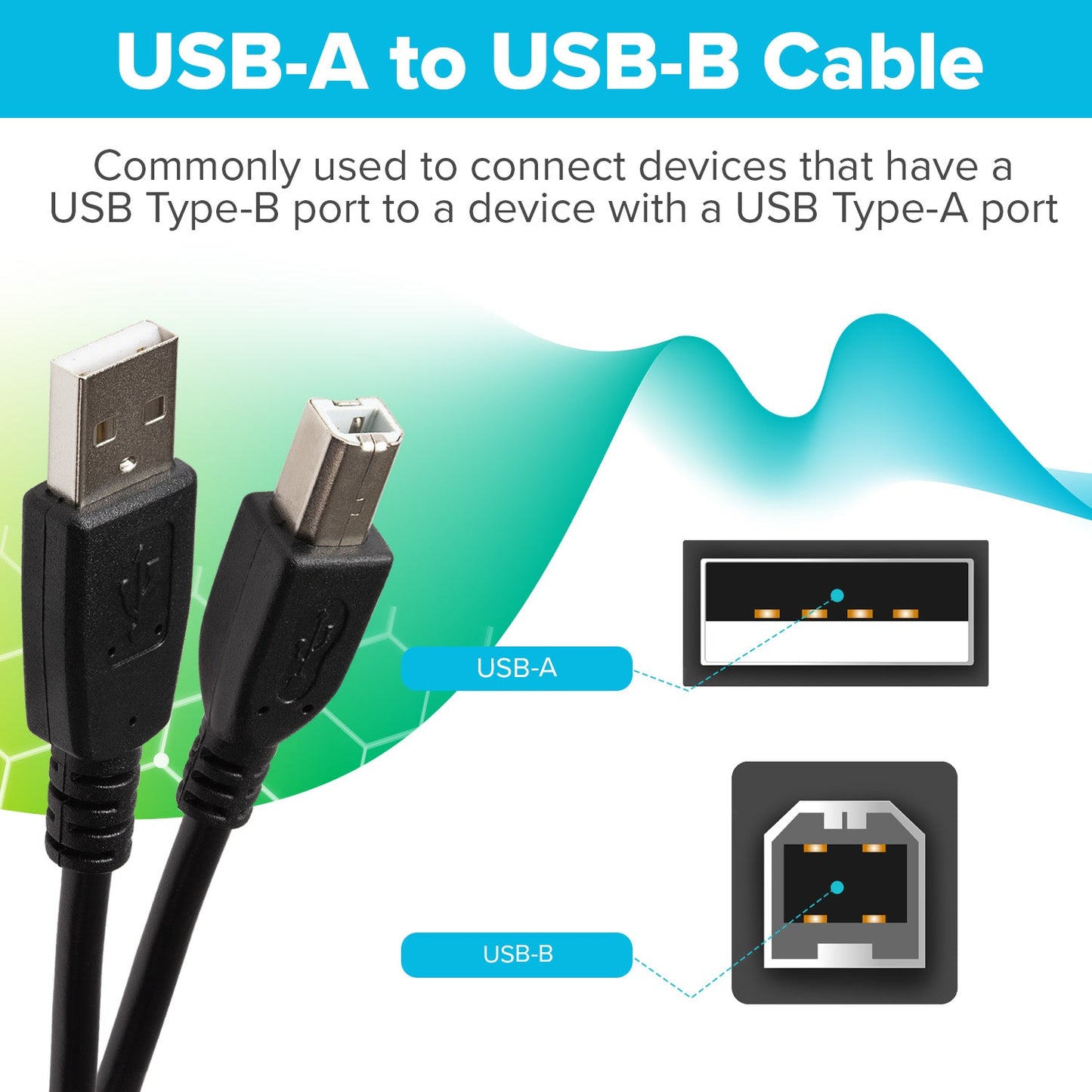 Maplin USB-A to USB-B Cable - Black