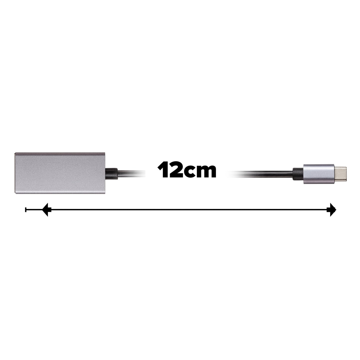 Maplin USB-C to HDMI V3.1 Adapter (Supports 4K Ultra HD @30Hz) - Grey, 0.12m