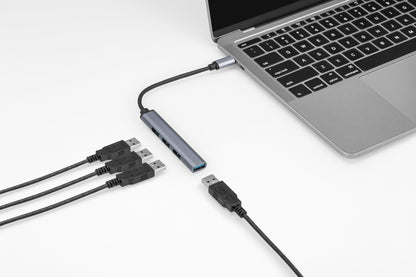 Nikkai USB-C Multiport Hub to 4x USB-A 3.1 Super Speed with 13cm Cable