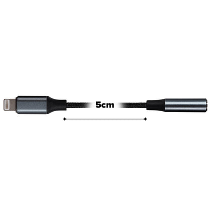 Maplin Lightning to 3.5mm Female Headphone Jack Audio Adapter - Black, 5cm