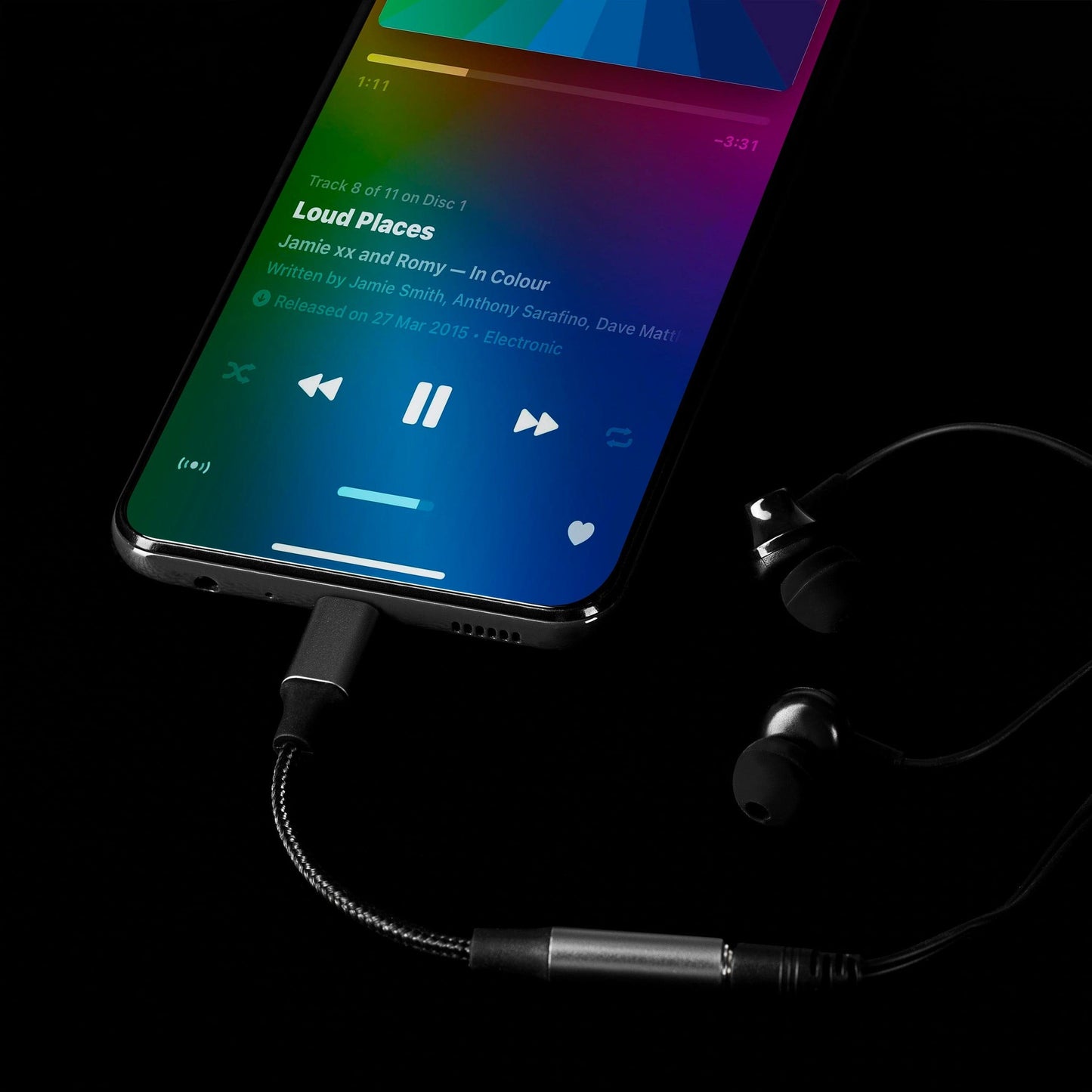 Maplin Lightning to 3.5mm Female Headphone Jack Audio Adapter - Black, 5cm