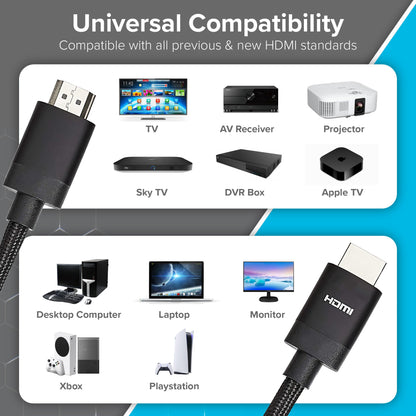 Maplin HDMI to HDMI V2.1 8K Ultra HD 60fps Braided Cable with Ethernet - Black