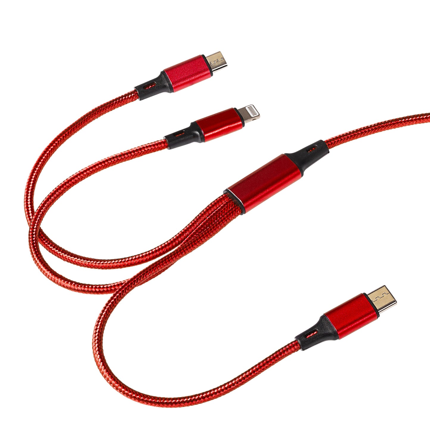 Maplin USB-A to 3-in-1 Multi-Charging USB-C / Lightning / Micro USB Braided Cable - 1.2m