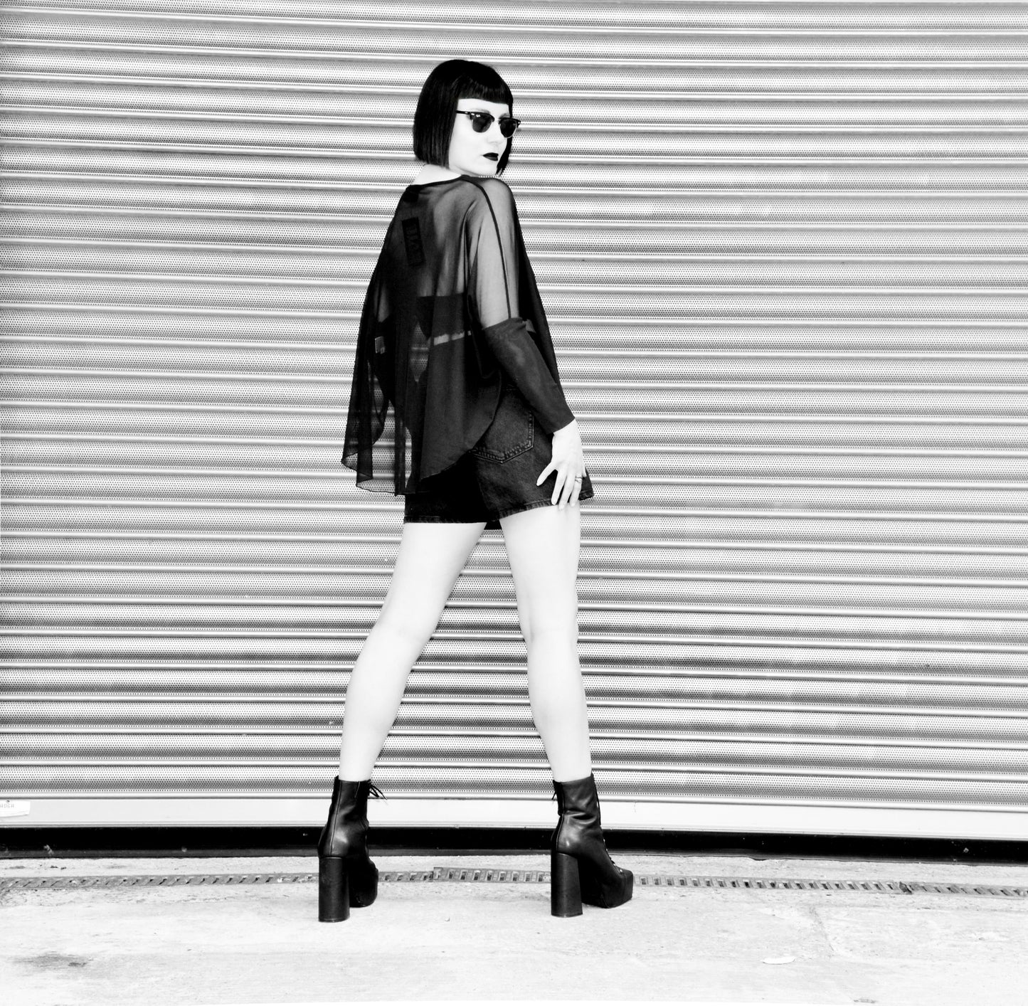 Necessary Evil Circe Gothic Sheer Black Mesh Top - Flowing Layering Piece UK Made