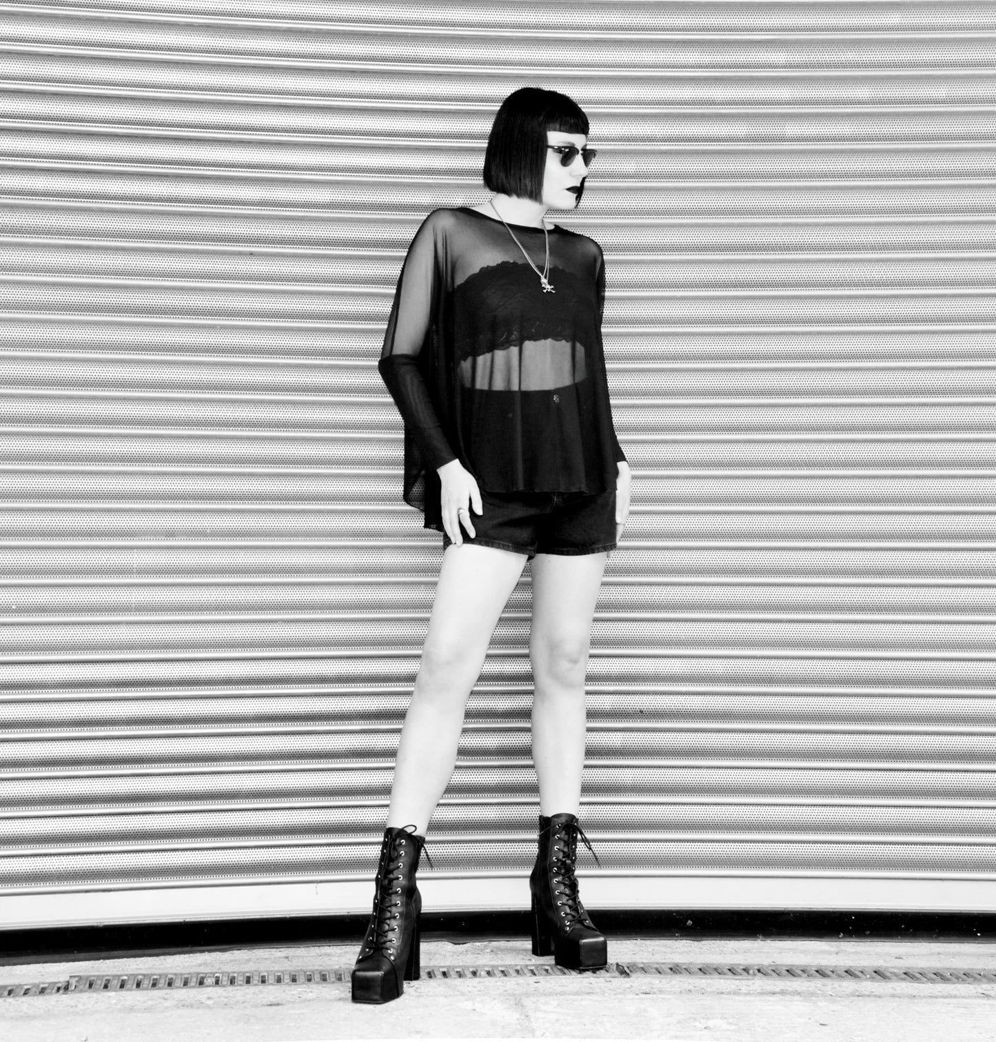 Necessary Evil Circe Gothic Sheer Black Mesh Top - Flowing Layering Piece UK Made