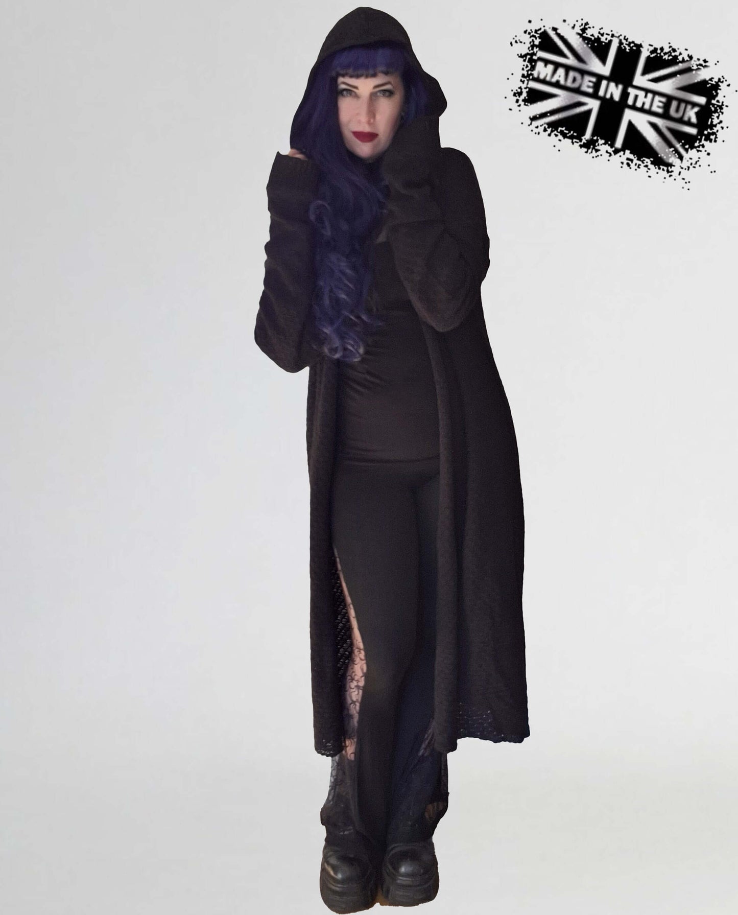 Necessary Evil Athena Long Gothic Hooded Cardigan - Draped Witchy Style