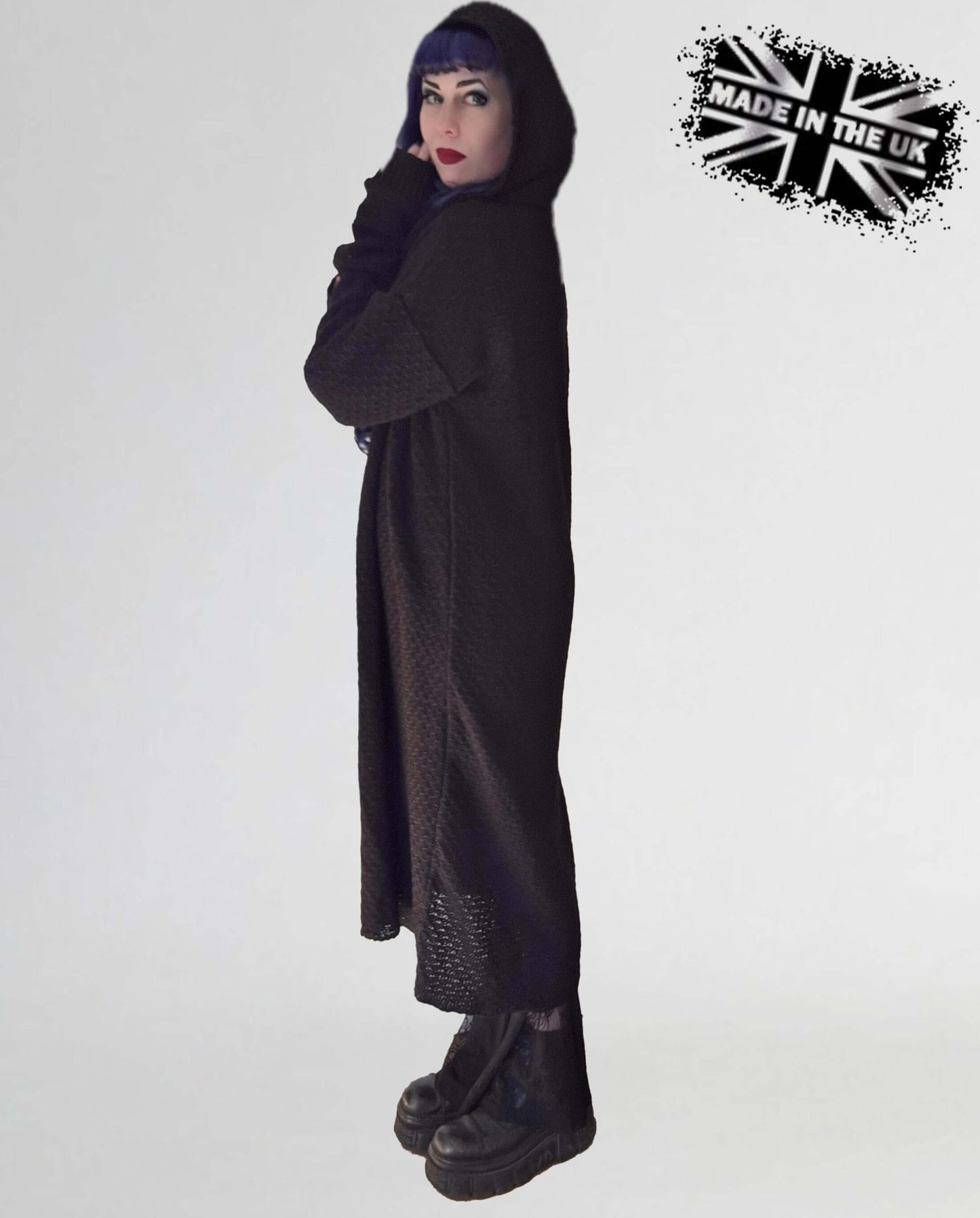 Necessary Evil Athena Long Gothic Hooded Cardigan - Draped Witchy Style