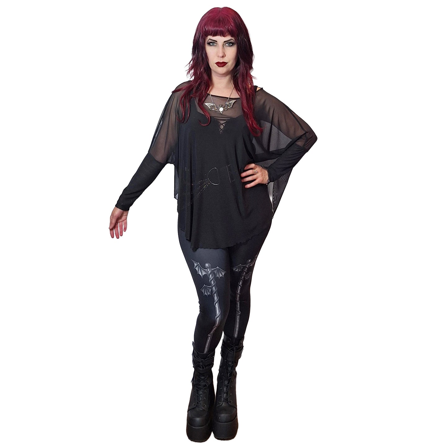 Necessary Evil Circe Gothic Sheer Black Mesh Top - Flowing Layering Piece UK Made