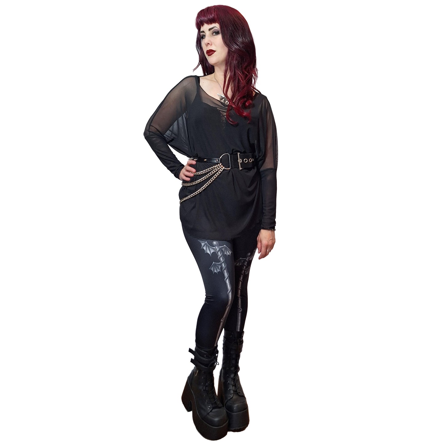Necessary Evil Circe Gothic Sheer Black Mesh Top - Flowing Layering Piece UK Made