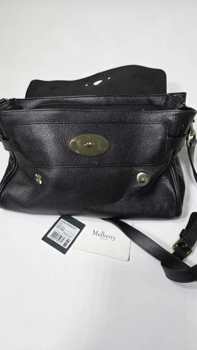 Mulberry Black Alexa Classic Grain Leather Bag Size: Large
