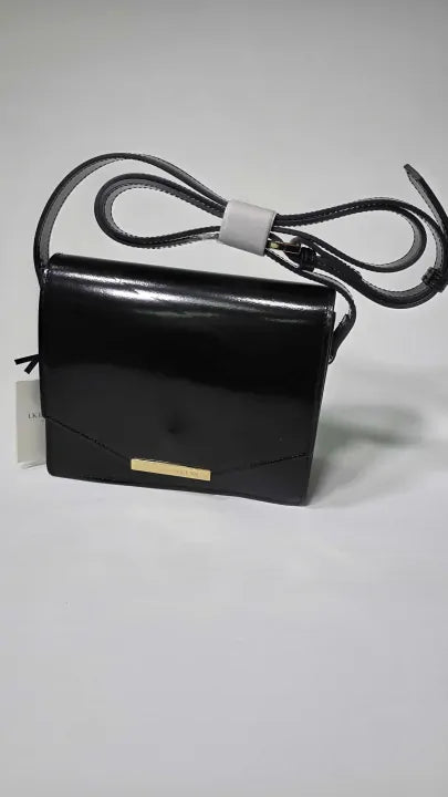 Lk Bennett Dawsey Black High-shine Leather Crossbody Shoulder Bag Size: Small