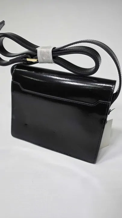 Lk Bennett Dawsey Black High-shine Leather Crossbody Shoulder Bag Size: Small