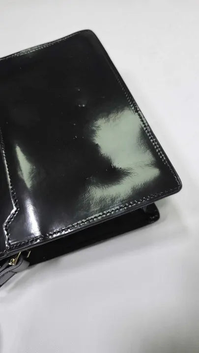 Lk Bennett Dawsey Black High-shine Leather Crossbody Shoulder Bag Size: Small