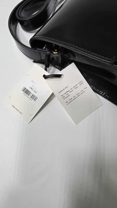 Lk Bennett Dawsey Black High-shine Leather Crossbody Shoulder Bag Size: Small