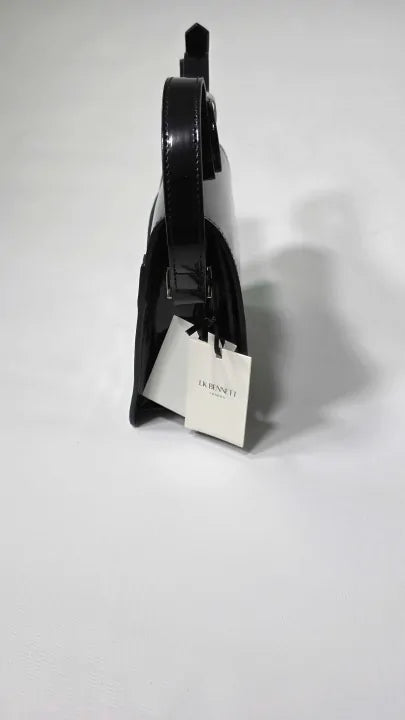 Lk Bennett Dawsey Black High-shine Leather Crossbody Shoulder Bag Size: Small