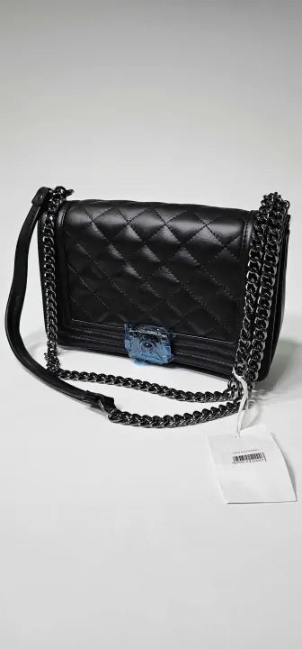 Black Italian Leather Shoulder Bag Size: Medium