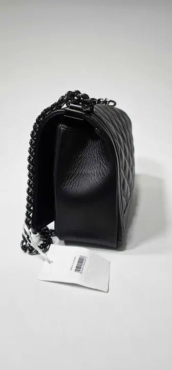 Black Italian Leather Shoulder Bag Size: Medium