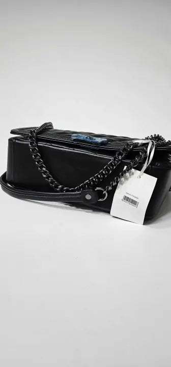Black Italian Leather Shoulder Bag Size: Medium