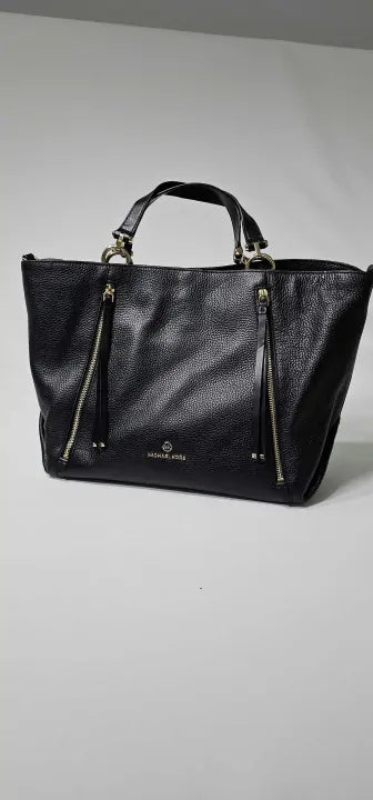 Large Brooklyn Black Gold Leather Shoulder Tote Bag Size: Large