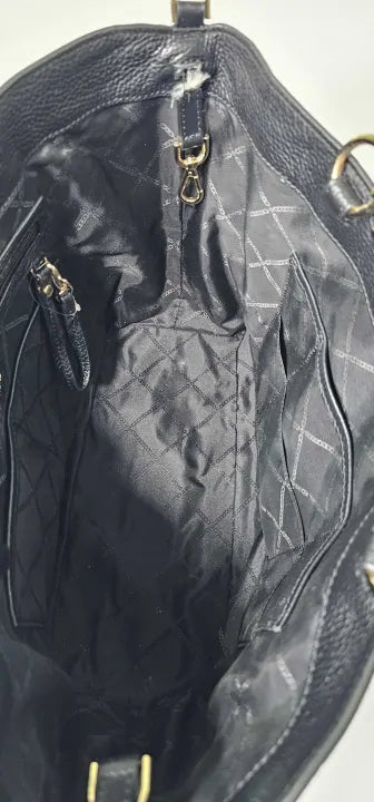 Large Brooklyn Black Gold Leather Shoulder Tote Bag Size: Large