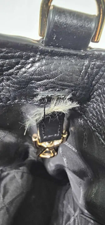 Large Brooklyn Black Gold Leather Shoulder Tote Bag Size: Large