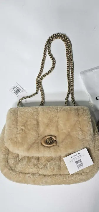 Coach - Cream Jumbo Pillow Madison Shoulder Bag - Brown Size: Medium