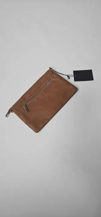 Massimo Castelli, Leather Crossbody Bag With Chain Strap, Cognac Brown Size: Small