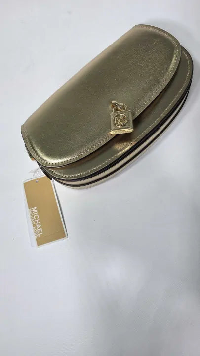 Michael Kors Pale Gold Mila Small Chain Sling Messenger Size: Small