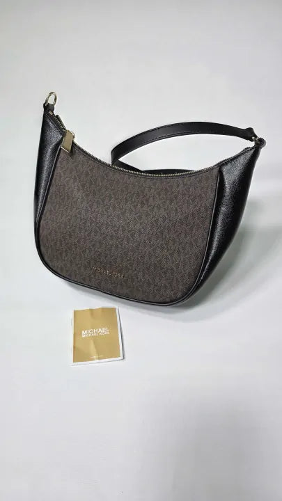 Michael Kors Cheryl Crossbody Bag Canvas, Imitation Leather Dark Brown Size: Medium