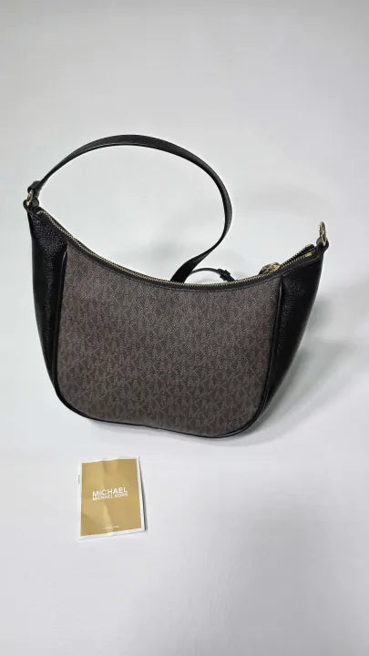 Michael Kors Cheryl Crossbody Bag Canvas, Imitation Leather Dark Brown Size: Medium