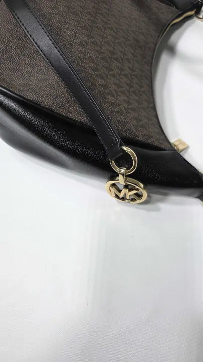 Michael Kors Cheryl Crossbody Bag Canvas, Imitation Leather Dark Brown Size: Medium