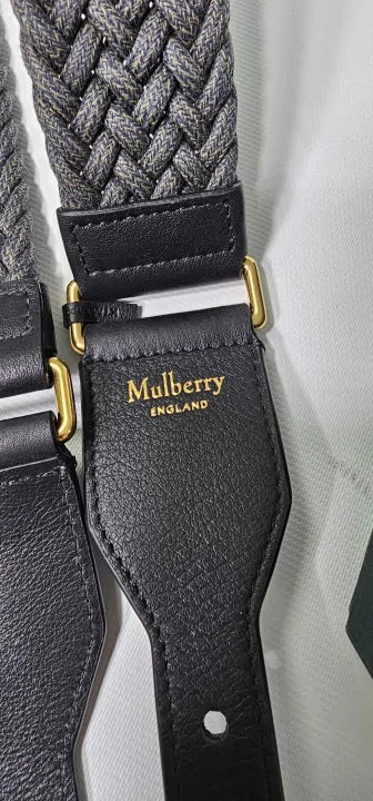 Mulberry - Midnight Black Woven Cord Vichy Bag Strap  Size: Xs