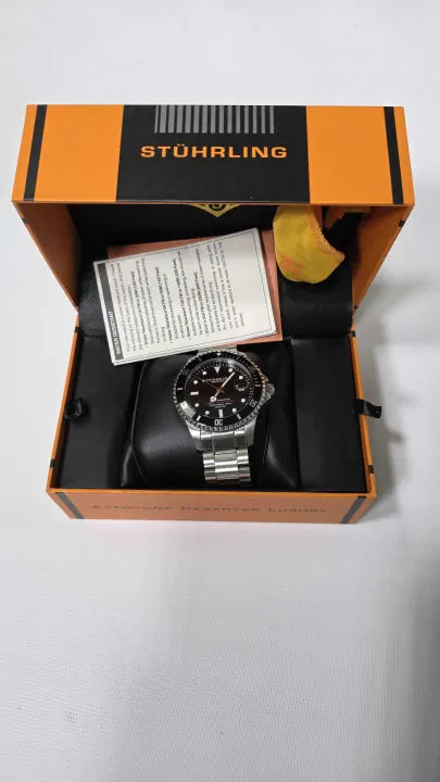 Stuhrling - Men's Swiss Automatic Diver Watch - Silver Size: -